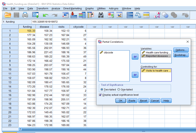 Partial correlations