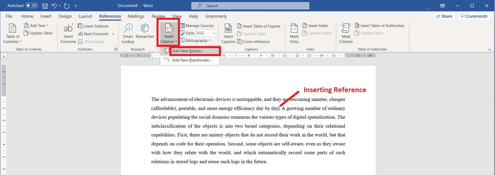 Guide To IEEE Referencing Using MS Word